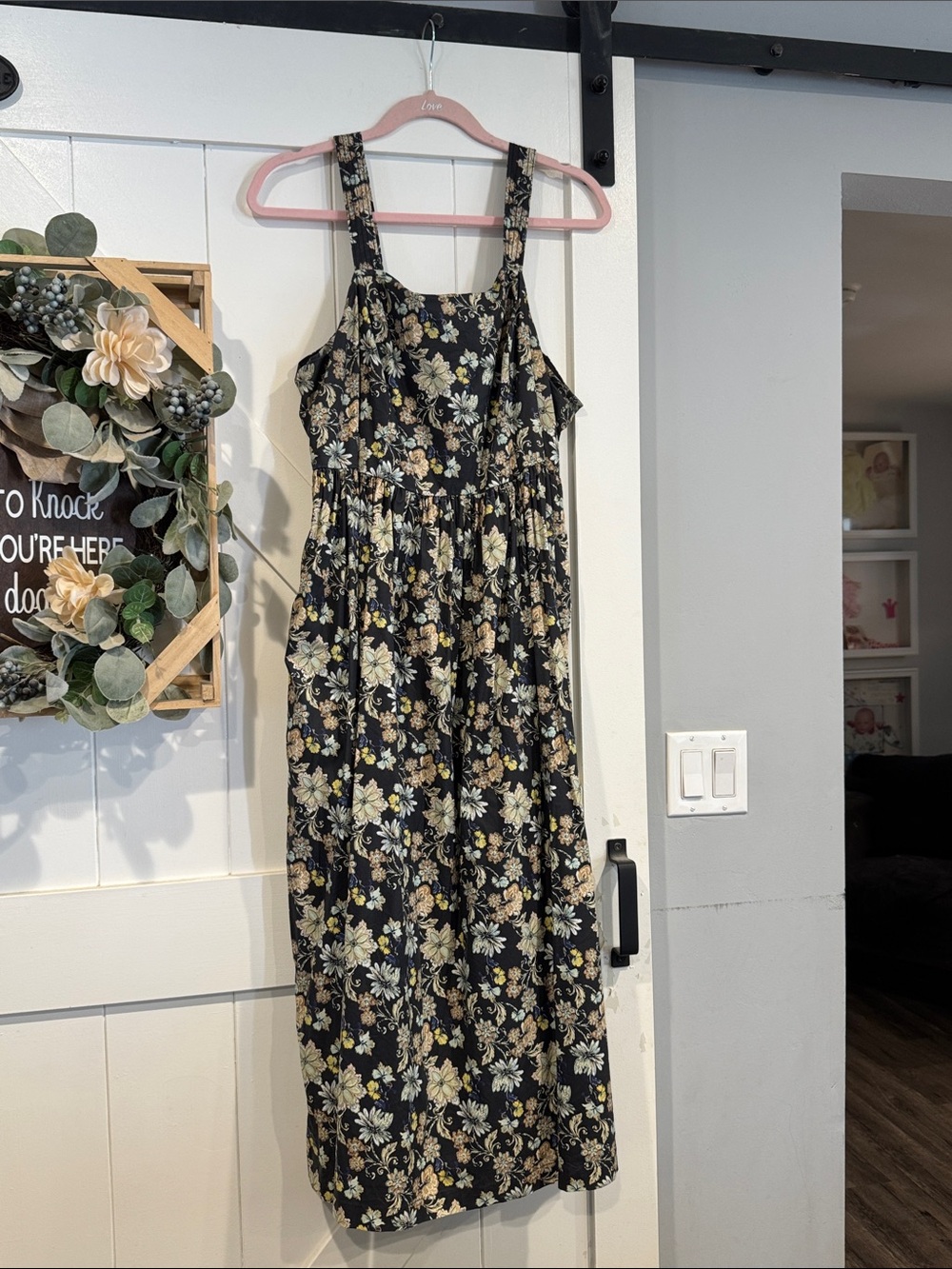 Lane Bryant Black Floral Maxi Dress w/Cream Blooms size 16P worn once Tuscany